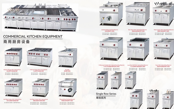 Gamma commerciale della friggitrice 4burner della cucina con il Governo Pan With Cabinet d'ebollizione rivestito